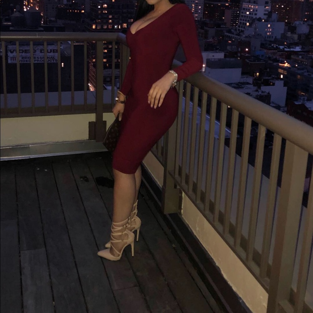 Burgundy midi dress